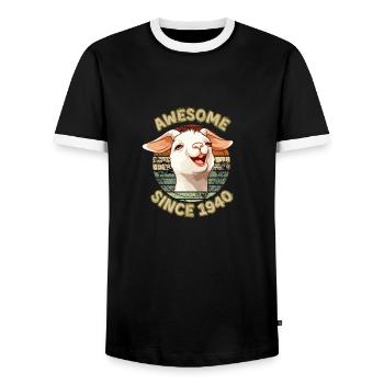 awesome Since 1940's Birthday Gift Humor 1940's - Men's Ringer Shirt - black/white - Front - AI Model Female 172 light (172cm) & AI Model Male 178 light (178cm)