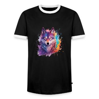 magic wolf - Männer Kontrast-T-Shirt - Schwarz/Weiß - Vorne - AI Model Female 172 light (172cm) & AI Model Male 178 light (178cm)