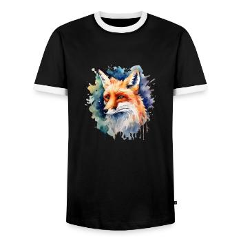 Krafttier Fuchs, Schlau, Tier, Fuchs, - Männer Kontrast-T-Shirt - Schwarz/Weiß - Vorne - AI Model Female 172 light (172cm) & AI Model Male 178 light (178cm)