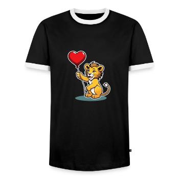 Löwe Herz - Valentinstag - Männer Kontrast-T-Shirt - Schwarz/Weiß - Vorne - AI Model Female 172 light (172cm) & AI Model Male 178 light (178cm)
