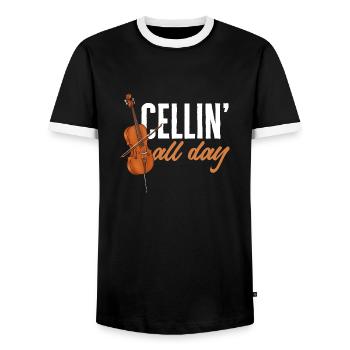 Violoncelliste Violoncelliste Musicien Violoncelle - T-shirt contrasté Homme - noir/blanc - Devant - AI Model Female 172 light (172cm) & AI Model Male 178 light (178cm)