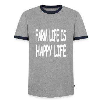 Ferme - T-shirt contrasté Homme - gris/marine  - Devant - AI Model Female 172 light (172cm) & AI Model Male 178 light (178cm)
