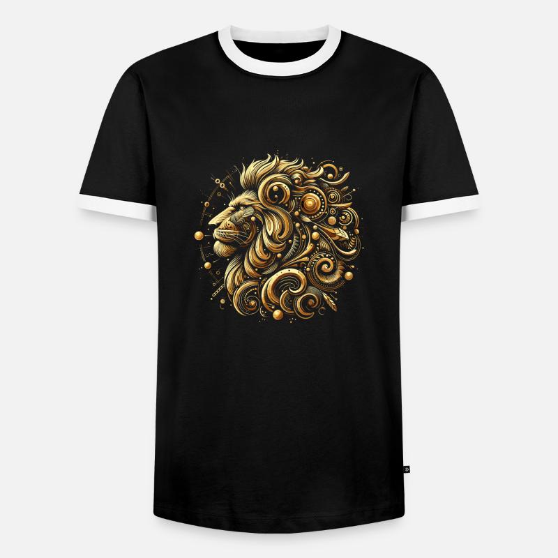 Lion Gold Patterns - Men's Ringer Shirt - black/white