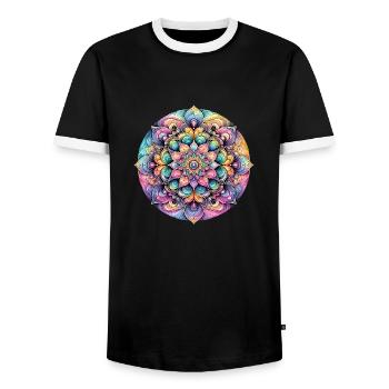 Elegance of the Colour Blossom - Men's Ringer Shirt - black/white - Front - AI Model Female 172 light (172cm) & AI Model Male 178 light (178cm)
