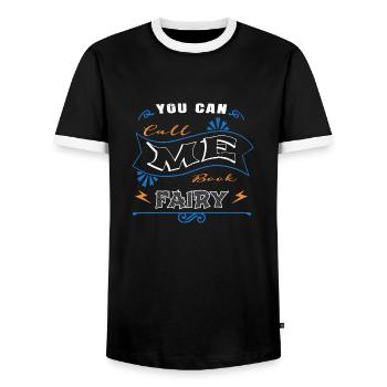 present cool book children sayings inspirational - Men's Ringer Shirt - black/white - Front - AI Model Female 172 light (172cm) & AI Model Male 178 light (178cm)