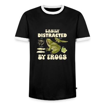 Easily Distracted By Frogs - Men's Ringer Shirt - black/white - Front - AI Model Female 172 light (172cm) & AI Model Male 178 light (178cm)