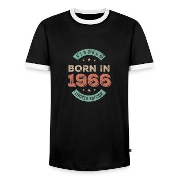 Vintage 1966 - Männer Kontrast-T-Shirt - Schwarz/Weiß - Vorne - AI Model Female 172 light (172cm) & AI Model Male 178 light (178cm)