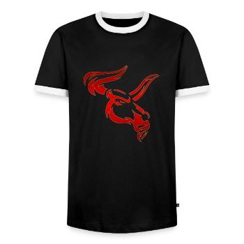 Stier Stierkopf Kopf Logo Steak Beast Gym Horn - Männer Kontrast-T-Shirt - Schwarz/Weiß - Vorne - AI Model Female 172 light (172cm) & AI Model Male 178 light (178cm)