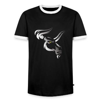 Stier Stierkopf Kopf Logo Steak Beast Gym Horn - Männer Kontrast-T-Shirt - Schwarz/Weiß - Vorne - AI Model Female 172 light (172cm) & AI Model Male 178 light (178cm)