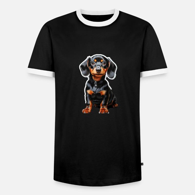 Dackel - Männer Kontrast-T-Shirt - Schwarz/Weiß