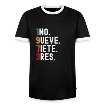 Millésime 1973 - T-shirt contrasté Homme - noir/blanc - Devant - AI Model Female 172 light (172cm) & AI Model Male 178 light (178cm)