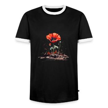 Poppy Blossom - Men's Ringer Shirt - black/white - Front - AI Model Female 172 light (172cm) & AI Model Male 178 light (178cm)