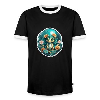 Drache - Männer Kontrast-T-Shirt - Schwarz/Weiß - Vorne - AI Model Female 172 light (172cm) & AI Model Male 178 light (178cm)