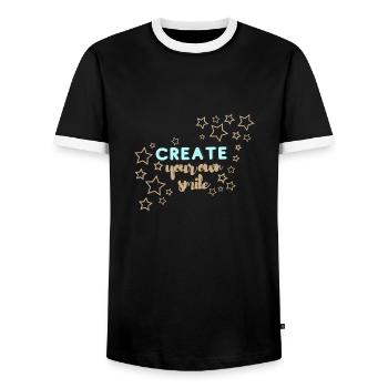 Create your own smile - Men's Ringer Shirt - black/white - Front - AI Model Female 172 light (172cm) & AI Model Male 178 light (178cm)