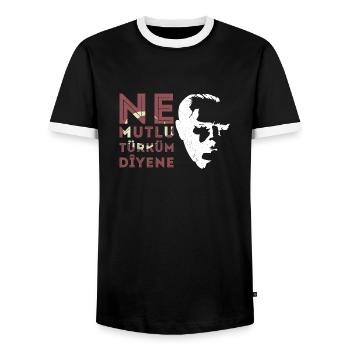 Atatürk Turkey Herrscher Mustafa Kemal Silhouette - Männer Kontrast-T-Shirt - Schwarz/Weiß - Vorne - AI Model Female 172 light (172cm) & AI Model Male 178 light (178cm)