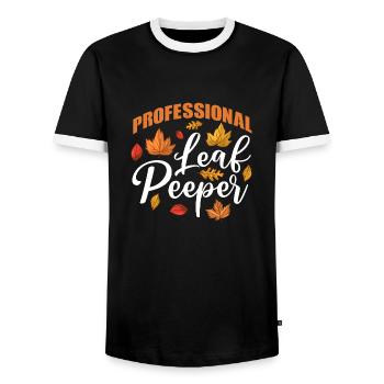 Professional Leaf Peeper Fall Leaves Collecting - Men's Ringer Shirt - black/white - Front - AI Model Female 172 light (172cm) & AI Model Male 178 light (178cm)
