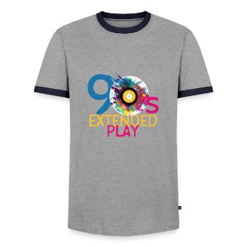 90er Extended Play - Männer Kontrast-T-Shirt - Grau/Navy  - Vorne - AI Model Female 172 light (172cm) & AI Model Male 178 light (178cm)