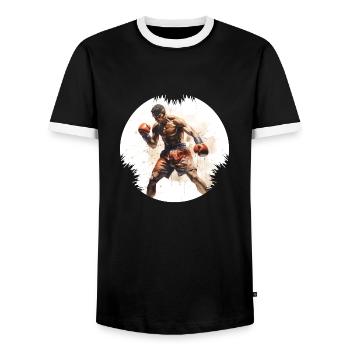 When it comes to boxing, there are clear rules - Men's Ringer Shirt - black/white - Front - AI Model Female 172 light (172cm) & AI Model Male 178 light (178cm)