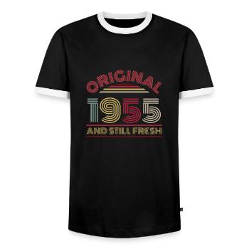 Millésime 1955 - T-shirt contrasté Homme - noir/blanc - Devant - AI Model Female 172 light (172cm) & AI Model Male 178 light (178cm)