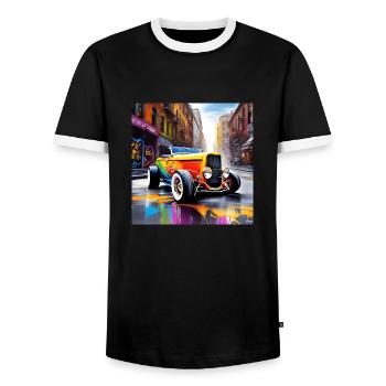 Hotrod V8 - T-shirt contrasté Homme - noir/blanc - Devant - AI Model Female 172 light (172cm) & AI Model Male 178 light (178cm)