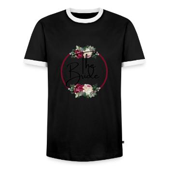 The bride floral -tshirt assorti - T-shirt contrasté Homme - noir/blanc - Devant - AI Model Female 172 light (172cm) & AI Model Male 178 light (178cm)