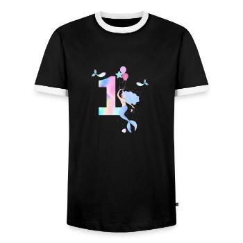 1e anniversaire sirène - T-shirt contrasté Homme - noir/blanc - Devant - AI Model Female 172 light (172cm) & AI Model Male 178 light (178cm)