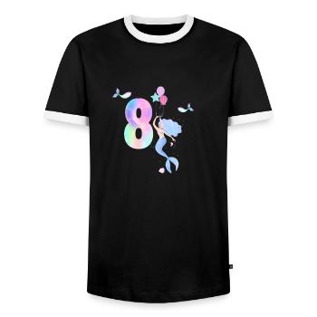 Meerjungfrau zum 8-jährigen Jubiläum - Männer Kontrast-T-Shirt - Schwarz/Weiß - Vorne - AI Model Female 172 light (172cm) & AI Model Male 178 light (178cm)