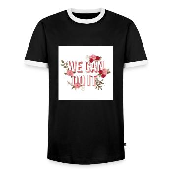 We can Do it - Männer Kontrast-T-Shirt - Schwarz/Weiß - Vorne - AI Model Female 172 light (172cm) & AI Model Male 178 light (178cm)
