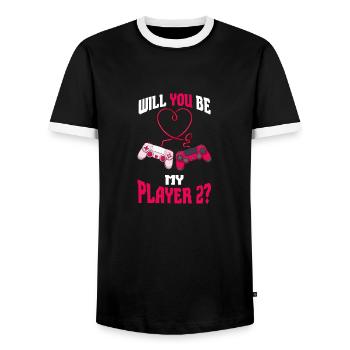Wirst du mein Spieler sein 2 - Männer Kontrast-T-Shirt - Schwarz/Weiß - Vorne - AI Model Female 172 light (172cm) & AI Model Male 178 light (178cm)