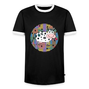 Cow - Men's Ringer Shirt - black/white - Front - AI Model Female 172 light (172cm) & AI Model Male 178 light (178cm)