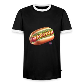 Ich liebe HotDOG - Männer Kontrast-T-Shirt - Schwarz/Weiß - Vorne - AI Model Female 172 light (172cm) & AI Model Male 178 light (178cm)