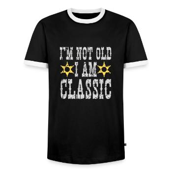 Je ne suis pas vieux, je suis un classique - T-shirt contrasté Homme - noir/blanc - Devant - AI Model Female 172 light (172cm) & AI Model Male 178 light (178cm)