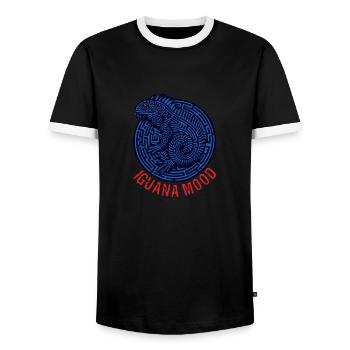 Iguana Mood - Men's Ringer Shirt - black/white - Front - AI Model Female 172 light (172cm) & AI Model Male 178 light (178cm)