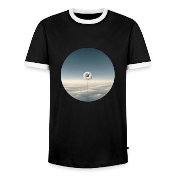 Sky Blossom Zen - Men's Ringer Shirt - black/white - Front - AI Model Female 172 light (172cm) & AI Model Male 178 light (178cm)