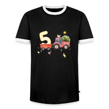 5-jähriges Jubiläum Farm Agriculture - Männer Kontrast-T-Shirt - Schwarz/Weiß - Vorne - AI Model Female 172 light (172cm) & AI Model Male 178 light (178cm)