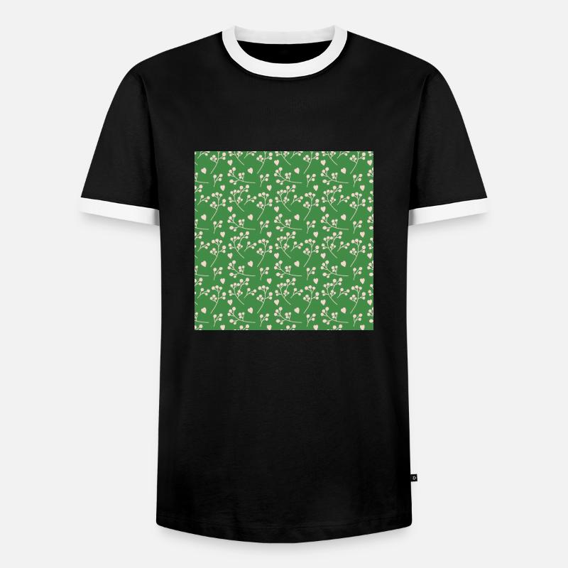 Blume-Blatt-Muster Flower Leaf Pattern - Männer Kontrast-T-Shirt - Schwarz/Weiß