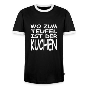 Kuchen - Männer Kontrast-T-Shirt - Schwarz/Weiß - Vorne - AI Model Female 172 light (172cm) & AI Model Male 178 light (178cm)