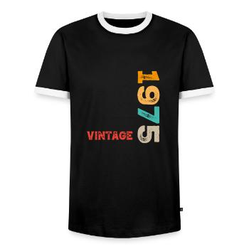 Millésime 1975 - T-shirt contrasté Homme - noir/blanc - Devant - AI Model Female 172 light (172cm) & AI Model Male 178 light (178cm)