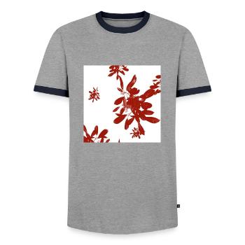 Blätter Design - Männer Kontrast-T-Shirt - Grau/Navy  - Vorne - AI Model Female 172 light (172cm) & AI Model Male 178 light (178cm)