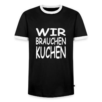 Kuchen - Männer Kontrast-T-Shirt - Schwarz/Weiß - Vorne - AI Model Female 172 light (172cm) & AI Model Male 178 light (178cm)