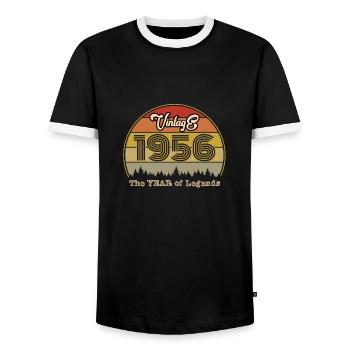 Millésime 1956 - T-shirt contrasté Homme - noir/blanc - Devant - AI Model Female 172 light (172cm) & AI Model Male 178 light (178cm)