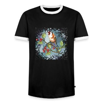Oiseau coloré - T-shirt contrasté Homme - noir/blanc - Devant - AI Model Female 172 light (172cm) & AI Model Male 178 light (178cm)
