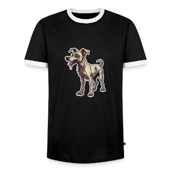 Zombie Hund Illustration - Männer Kontrast-T-Shirt - Schwarz/Weiß - Vorne - AI Model Female 172 light (172cm) & AI Model Male 178 light (178cm)