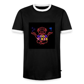 Positive vibes - Men's Ringer Shirt - black/white - Front - AI Model Female 172 light (172cm) & AI Model Male 178 light (178cm)