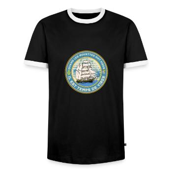 t- shirt humour marin breton " quand les mouettes" - T-shirt contrasté Homme - noir/blanc - Devant - AI Model Female 172 light (172cm) & AI Model Male 178 light (178cm)