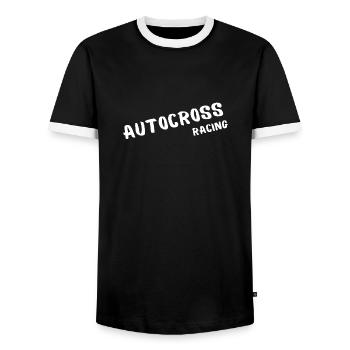Autocross France, Championnats des Pays-Bas - T-shirt contrasté Homme - noir/blanc - Devant - AI Model Female 172 light (172cm) & AI Model Male 178 light (178cm)