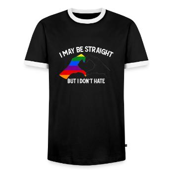 I May Be Straight But I Dont Hate Support LGBT - Men's Ringer Shirt - black/white - Front - AI Model Female 172 light (172cm) & AI Model Male 178 light (178cm)