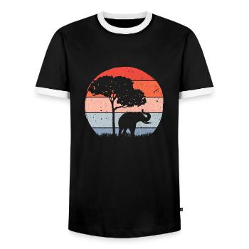 Éléphant Faune - T-shirt contrasté Homme - noir/blanc - Devant - AI Model Female 172 light (172cm) & AI Model Male 178 light (178cm)