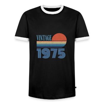 vintage 1975 - T-shirt contrasté Homme - noir/blanc - Devant - AI Model Female 172 light (172cm) & AI Model Male 178 light (178cm)