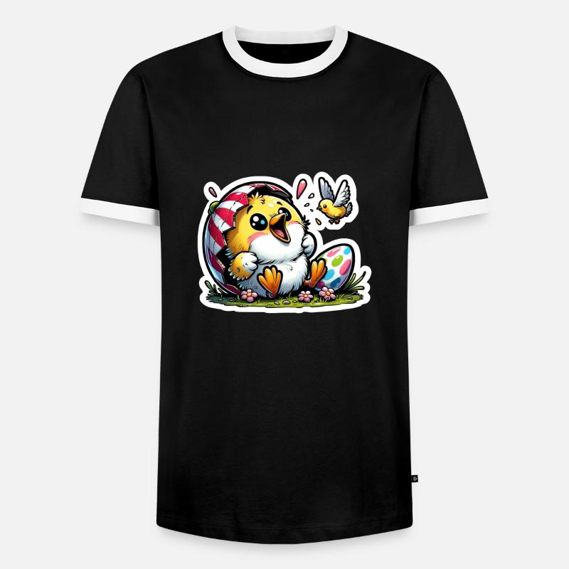 Easter chick cheerful - Men's Ringer Shirt - black/white